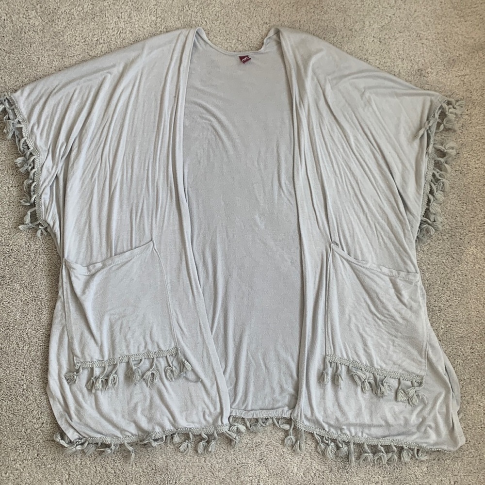 Grey Guess Fringe Cardigan OS